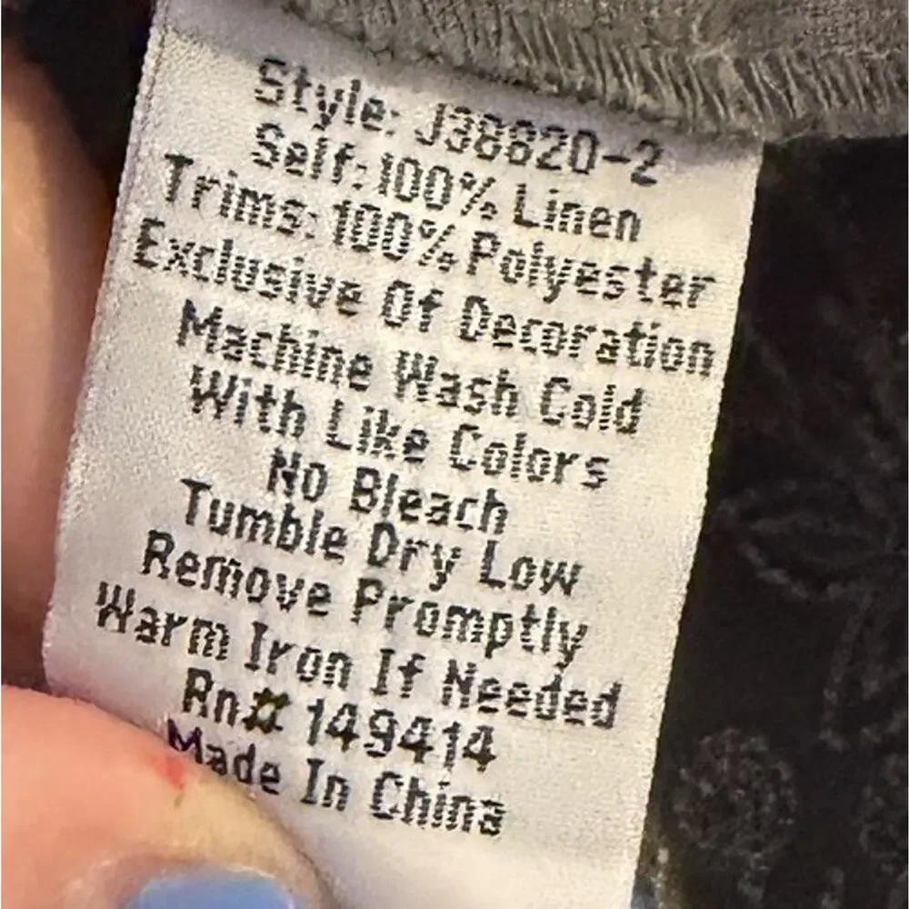 Women’s Johnny Was Assa Linen Draped Tunic Gray Embroidered Floral Small S - Picture 9 of 9